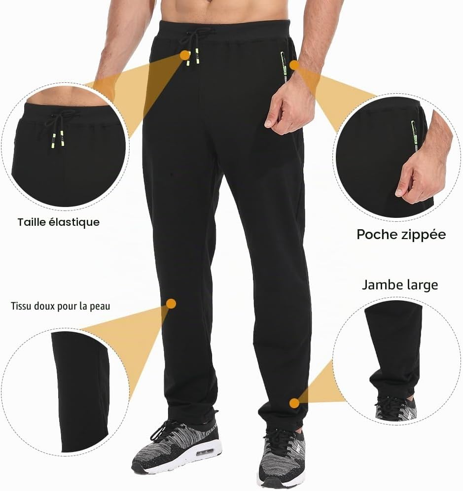 Tansozer Jogging Homme Pantalons de Survêtement Hommes Coton avec Poches Zippées