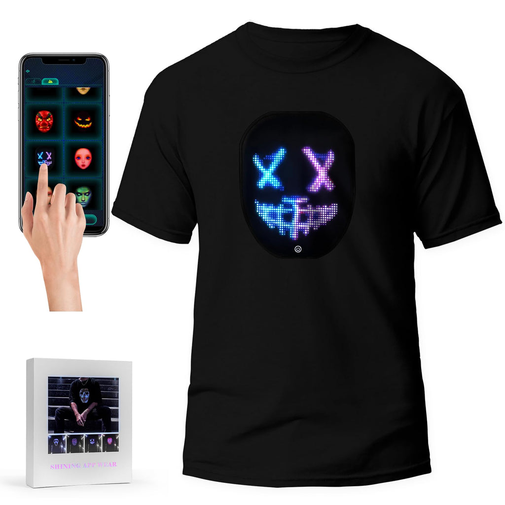 SOOOEC LED Light Up Sound T-Shirt for Party Hiphop Halloween Cosplay Birthday Gift