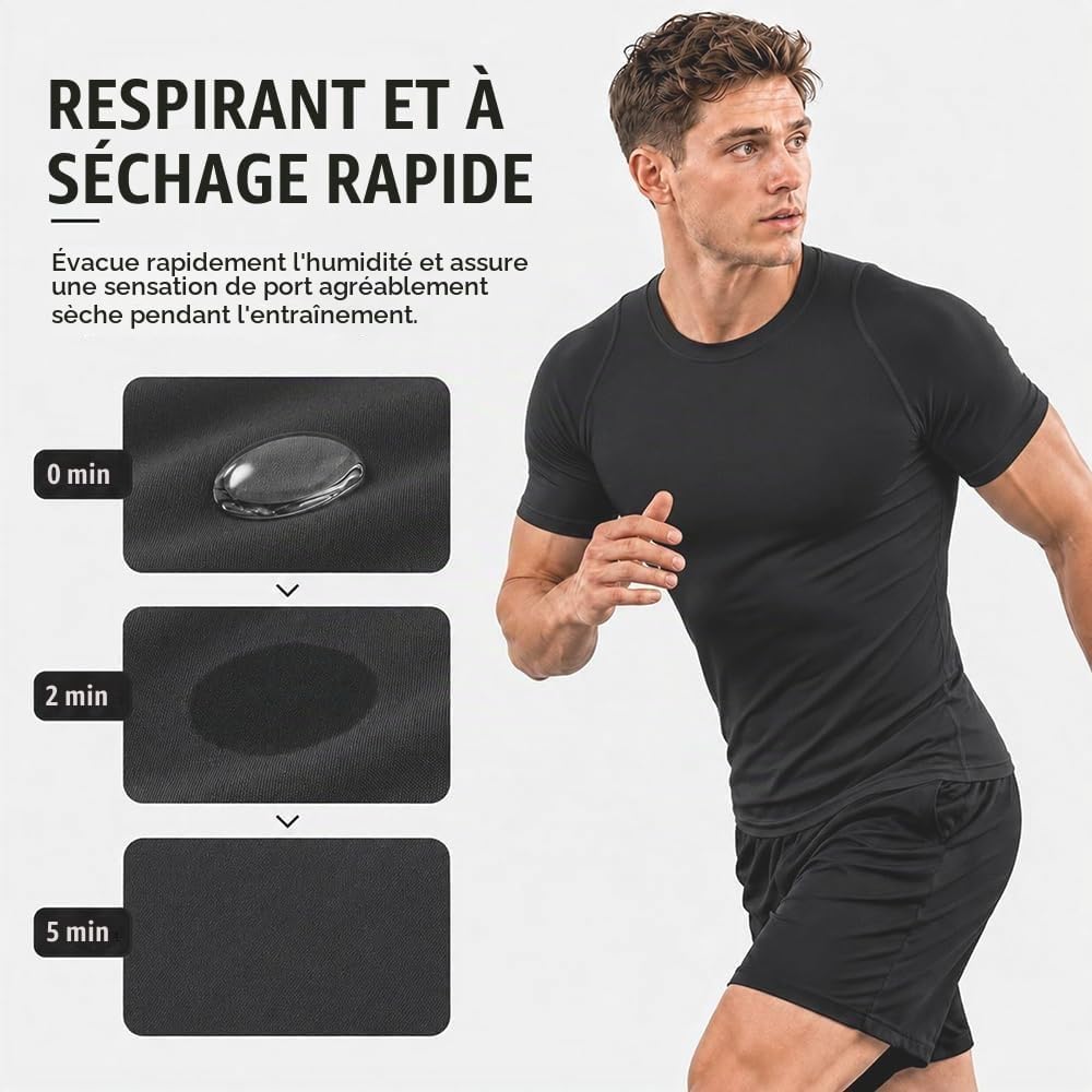 T-Shirt Compression Homme – Musculation, Running & Fitness