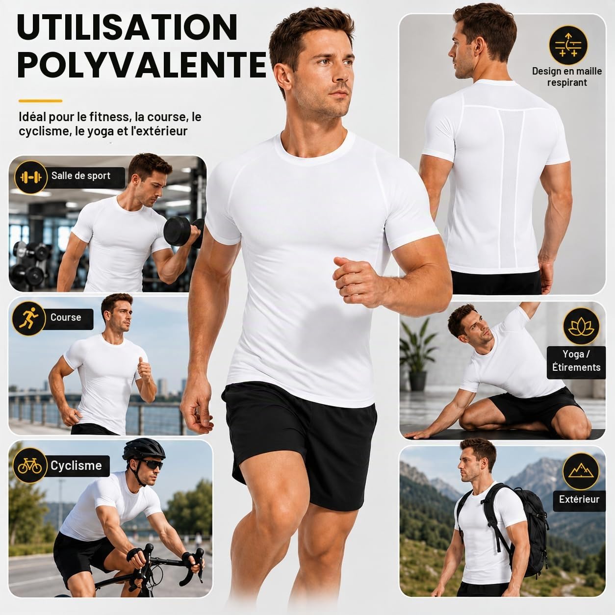 T-Shirt Compression Homme – Musculation, Running & Fitness