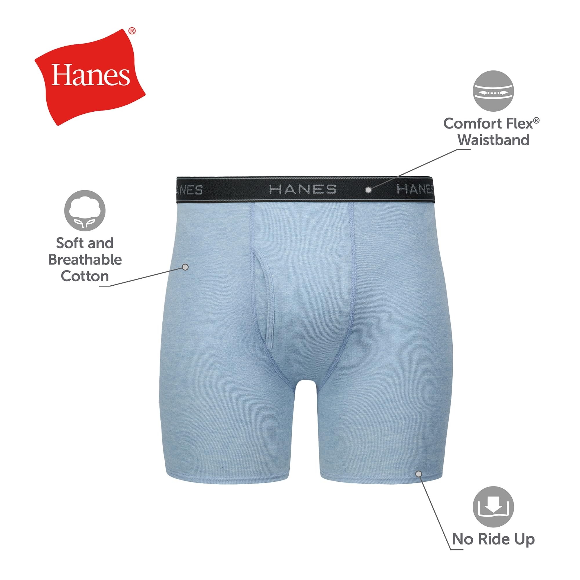 Lot Boxers Homme Hanes – Coton 100% Doux & Respirant