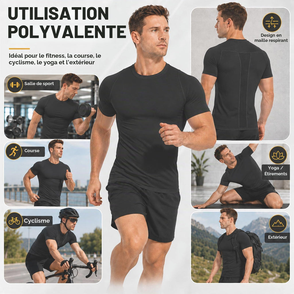 T-Shirt Compression Homme – Musculation, Running & Fitness