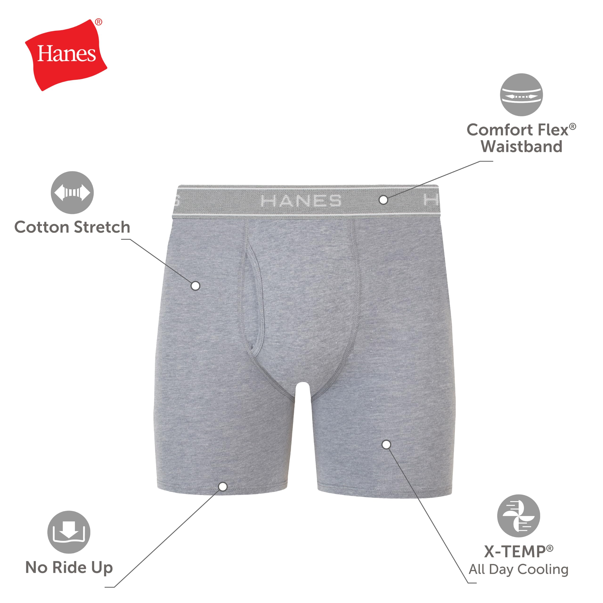 Lot Boxers Homme Hanes – Coton 100% Doux & Respirant