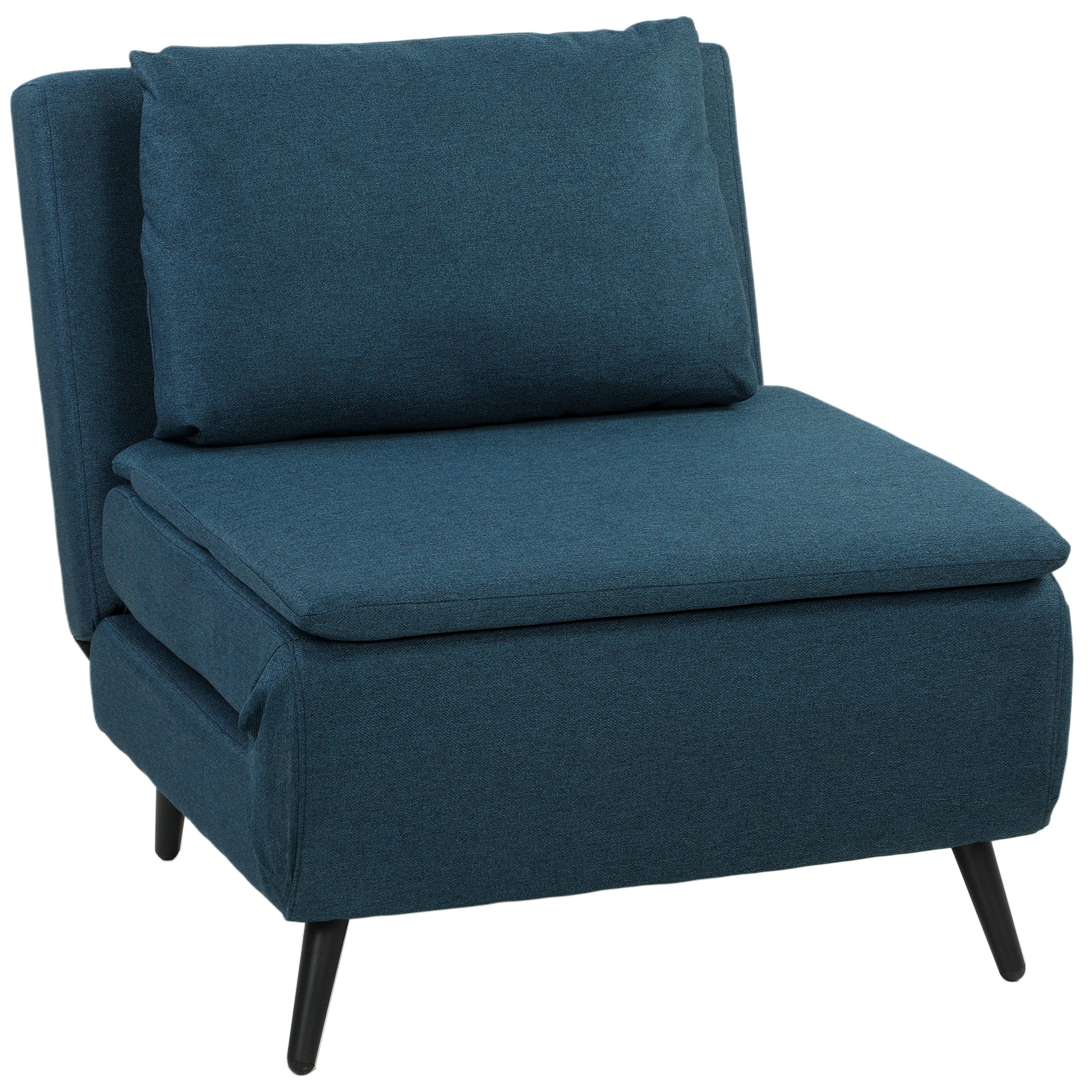 Fauteuil Convertible 1 Place, Fauteuil-Lit Clic-Clac 3 en 1 avec Dossier Réglable, Oreiller, Assise Large, Bleu