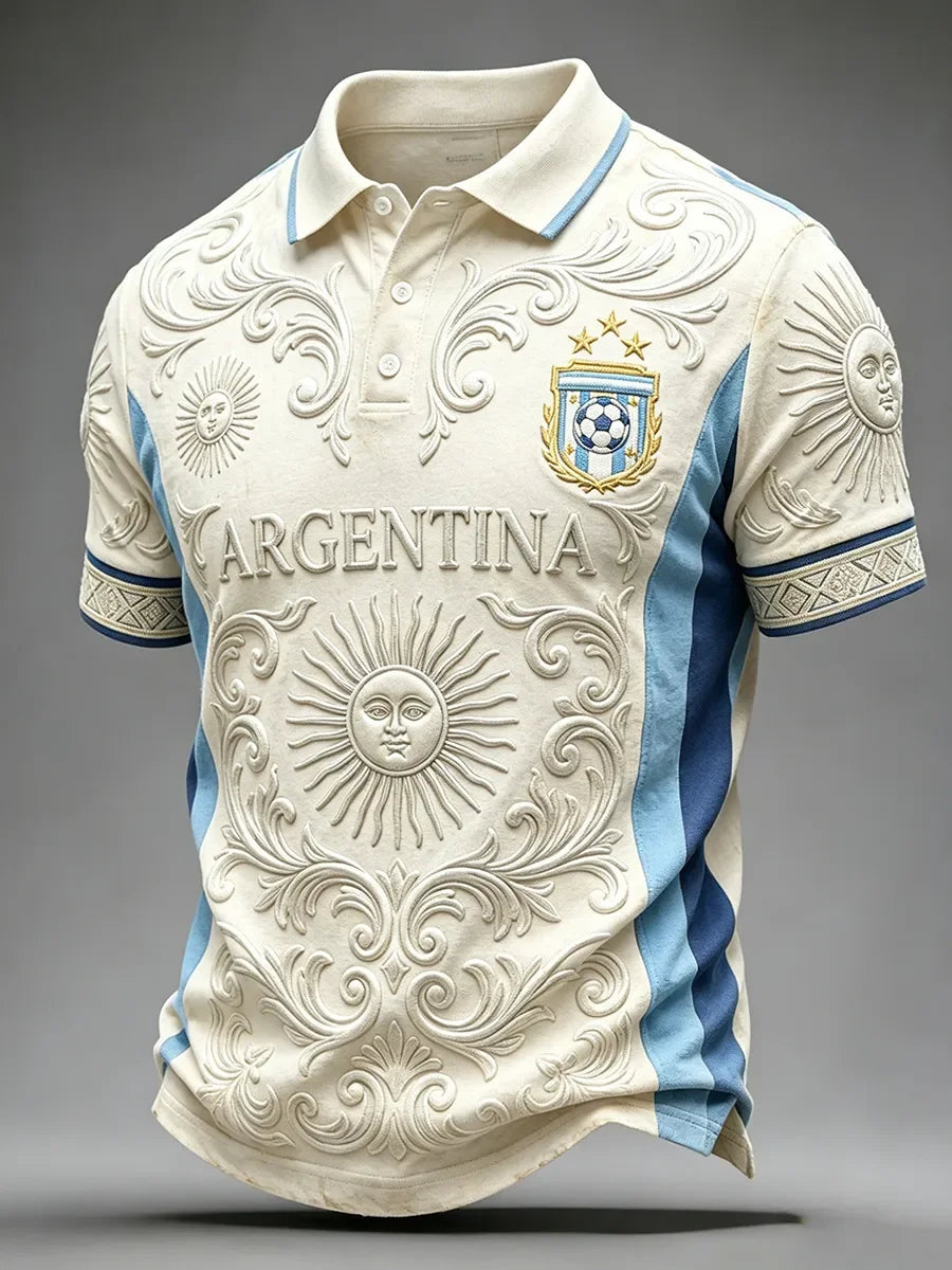 Polo de football pour supporters argentinens édition 2026 - Impression 3D - Confortable et respirant - Convient aux hommes et aux femmes