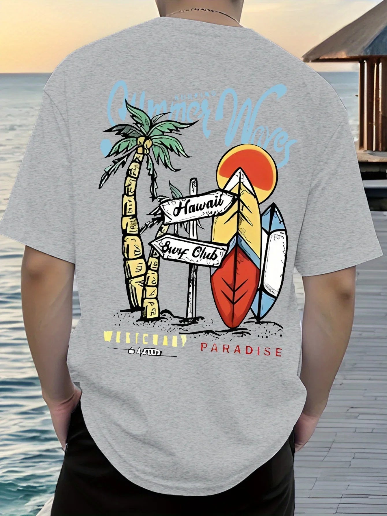 T-Shirt Hawaïen Homme – Coton 100% & Imprimé Vagues