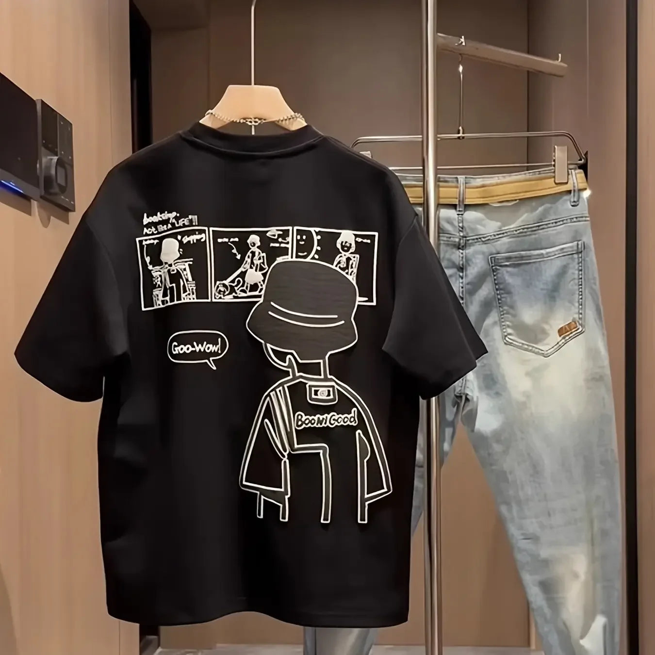 T-shirt décontracté pour homme 100% coton, confortable, à manches courtes, style streetwear tendance, imprimé, pour l'été, t-shirt pour couple