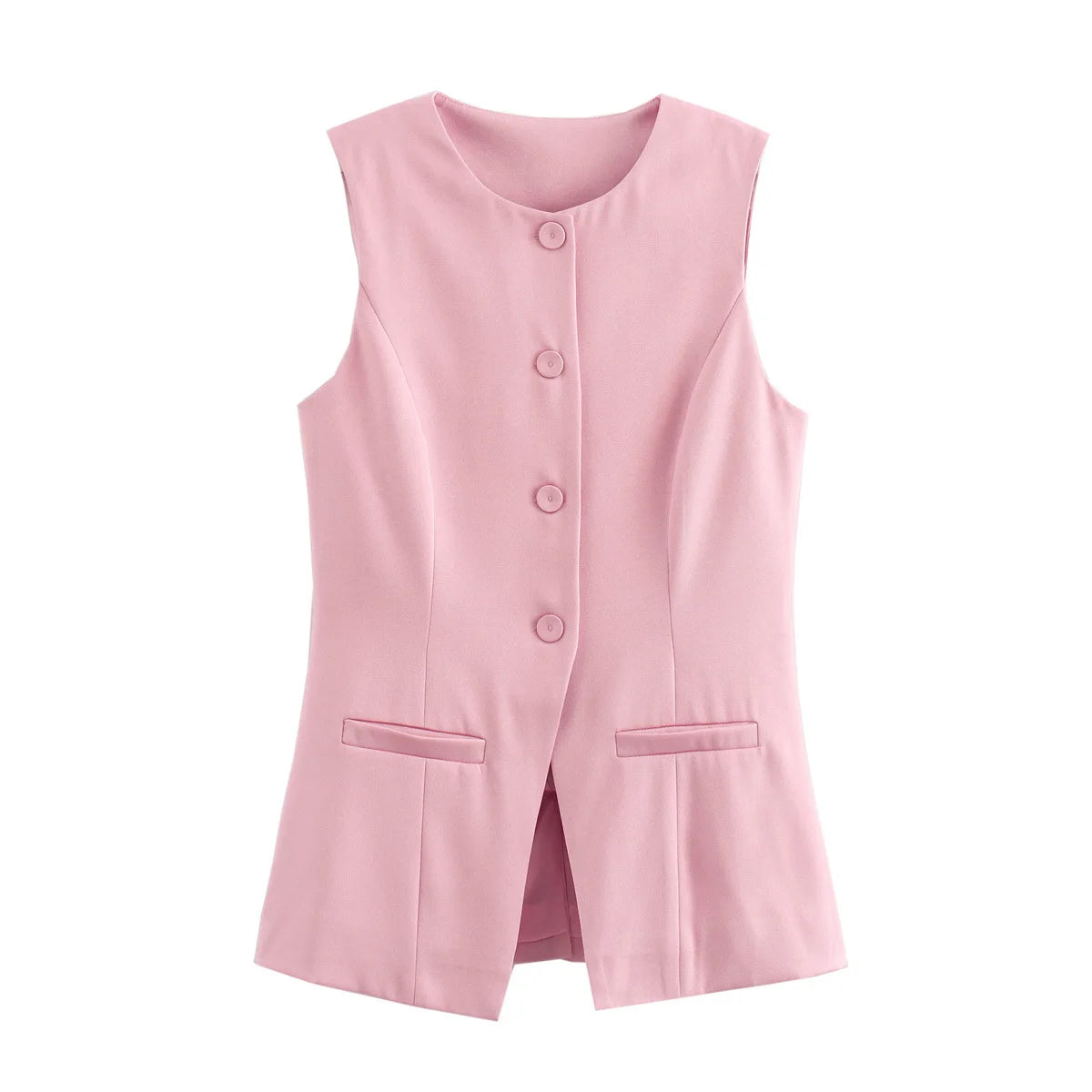 MUJER 2025 blanc gilet sans manches femmes bouton gilets d'été pour femmes veste rose gilet haut femmes Streetwear femmes gilet sur mesure