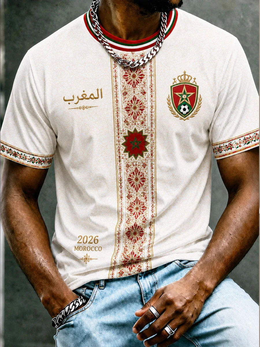 T-shirt d'entraînement de football marocain édition 2026 - Imprimé en 3D - Tendance et confortable - Vêtements pour la famille