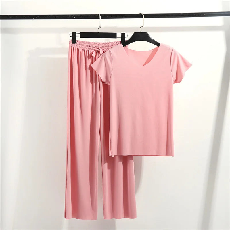 Costume de maison pour femmes, vêtements de salon d'été, automne, vêtements de maison amples, pantalon, ensemble deux pièces pour femmes, pyjama mignon