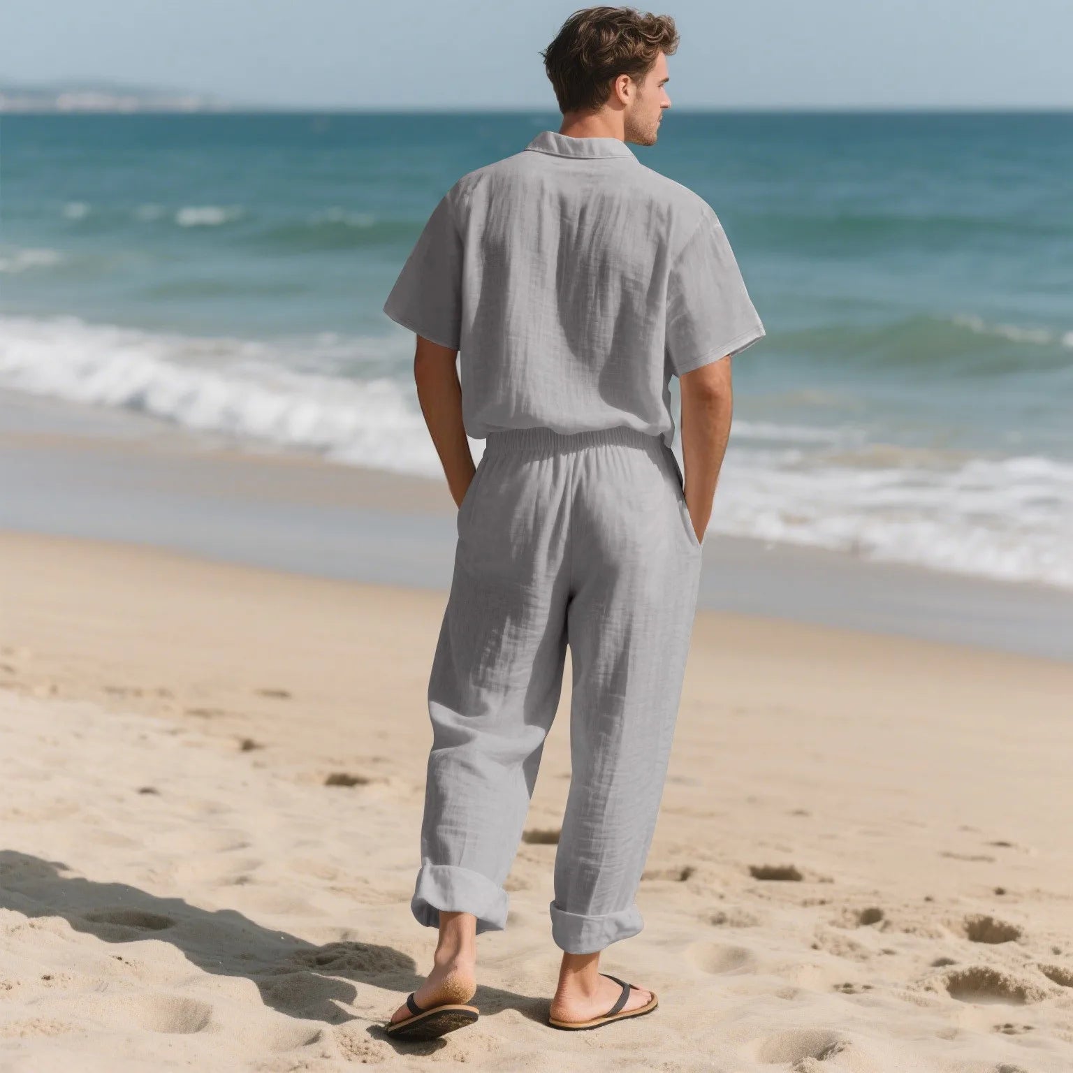Ensemble Lin Homme – Chemise & Pantalon Summer Beach 2025