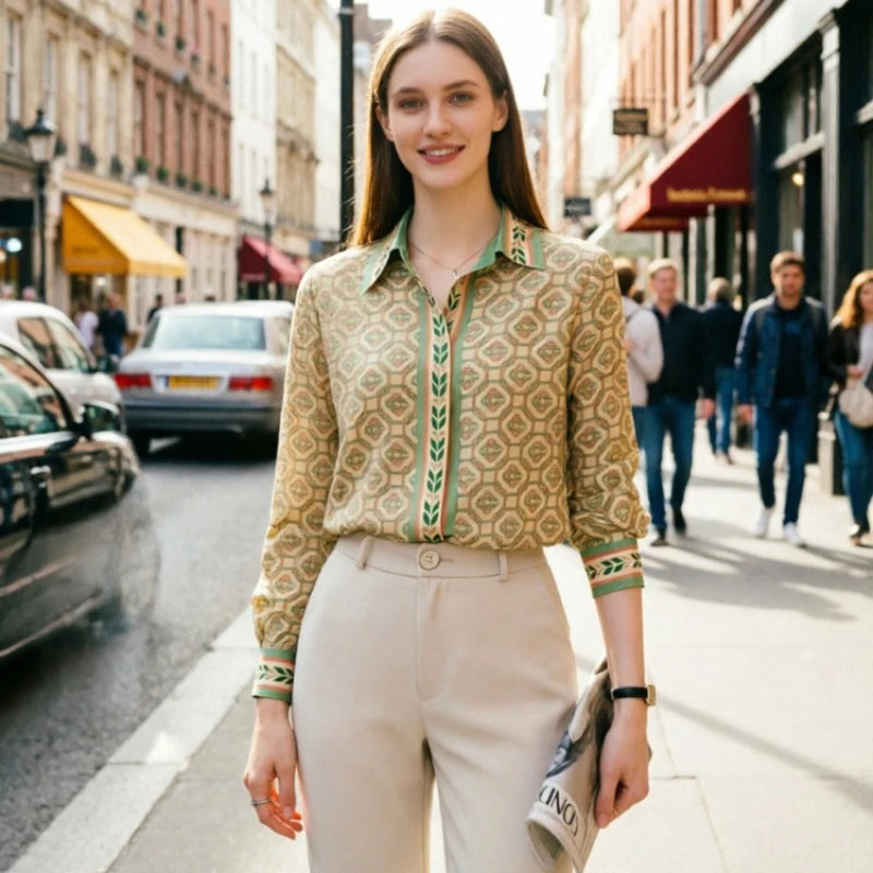Nouvelles chemises élégantes pour femmes de bureau, chemisiers imprimés tendance pour femmes, hauts à manches longues, Blusas Mujer