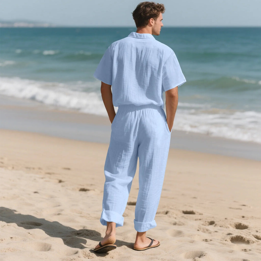 Ensemble Lin Homme – Chemise & Pantalon Summer Beach 2025