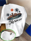 T-Shirt Maroc Vintage – Paysage Urbain & Palmiers