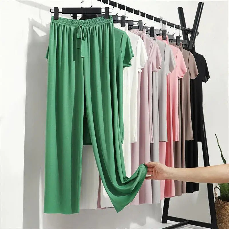 Costume de maison pour femmes, vêtements de salon d'été, automne, vêtements de maison amples, pantalon, ensemble deux pièces pour femmes, pyjama mignon