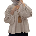 Chemisier musulman femmes automne haut plis chemise simple boutonnage Eid Maroc dubaï Maroc femme Blouses modeste décontracté hauts Ramadan
