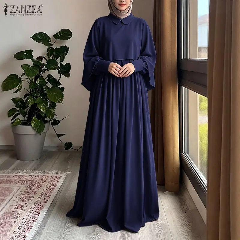 Ensembles modestes pour femmes musulmanes, 2 pièces, robe et chemisier poncho, tenues hijab ZANZEA pour le Ramadan, ensembles 2 pièces, hauts à manches longues