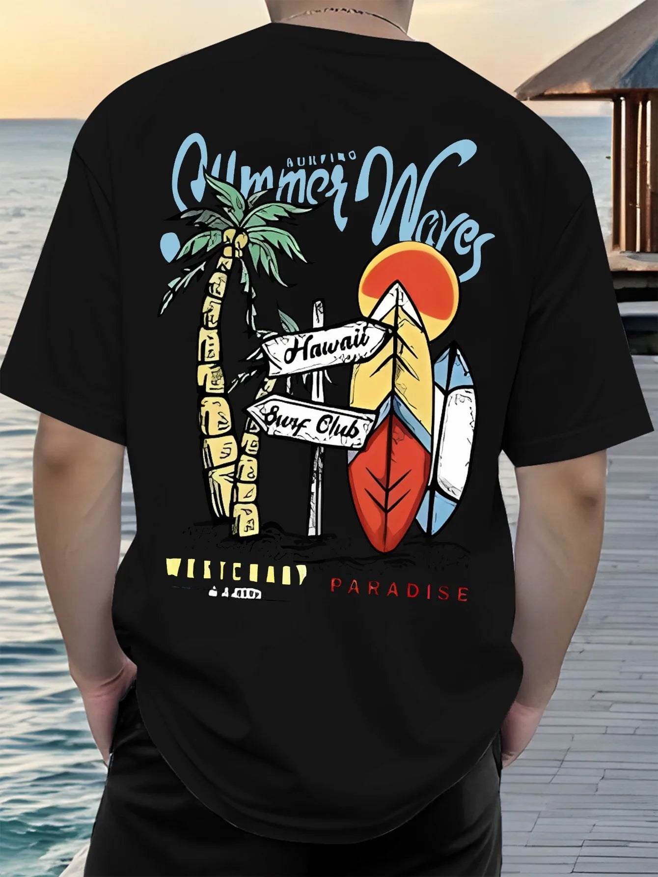 T-Shirt Hawaïen Homme – Coton 100% & Imprimé Vagues