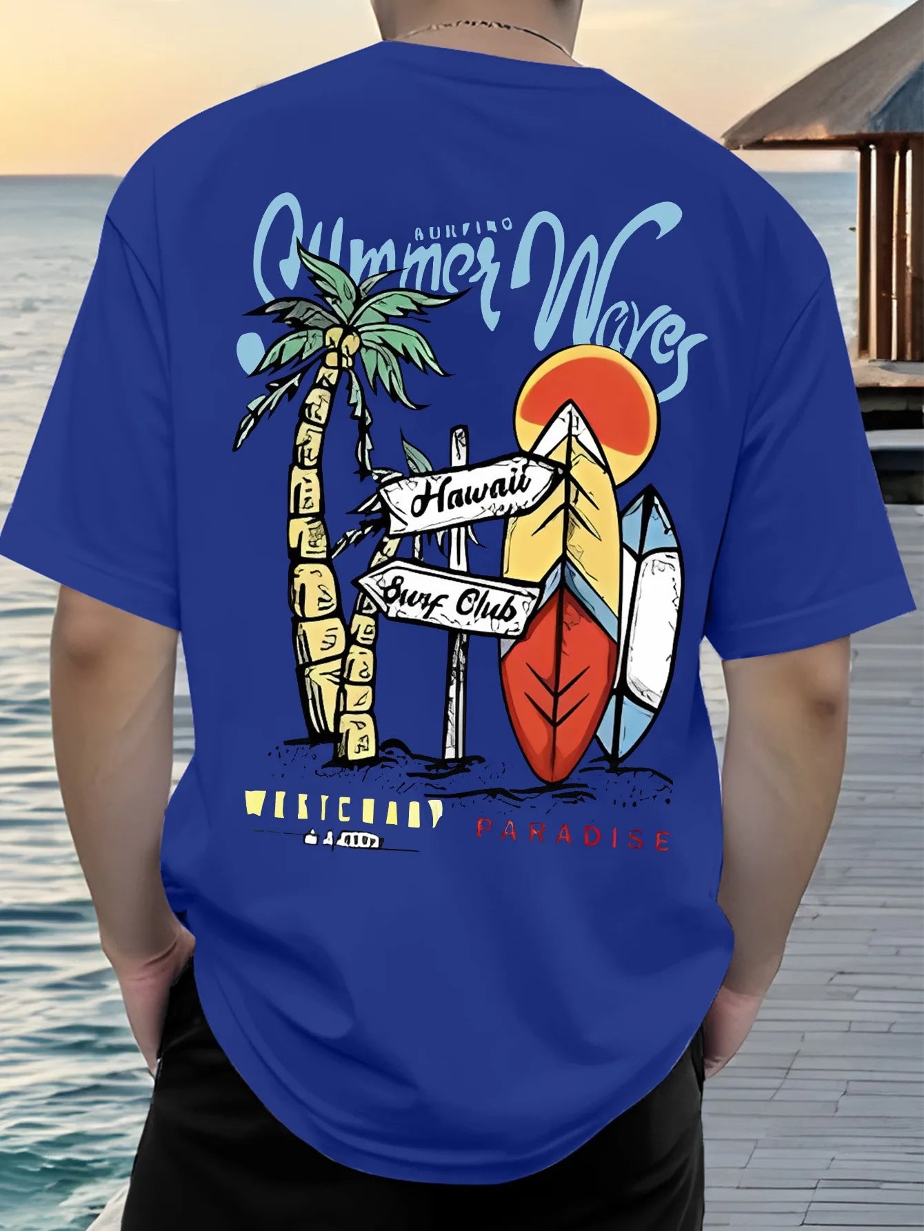 T-Shirt Hawaïen Homme – Coton 100% & Imprimé Vagues