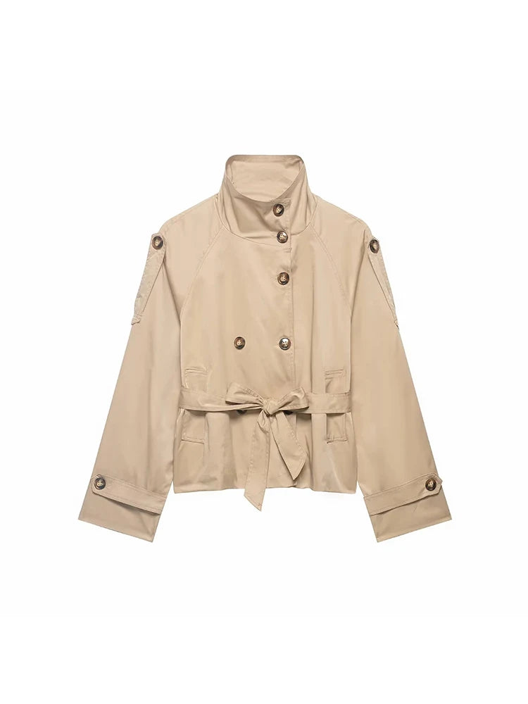 Trench Court Double Boutonnage Femme – Style Vintage Urbain