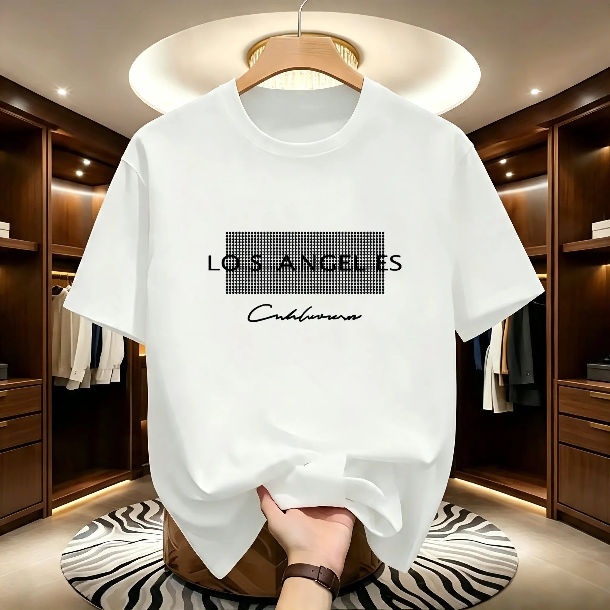 T-shirt Homme – Motif Cheval & Lettres, Style Tendance Été