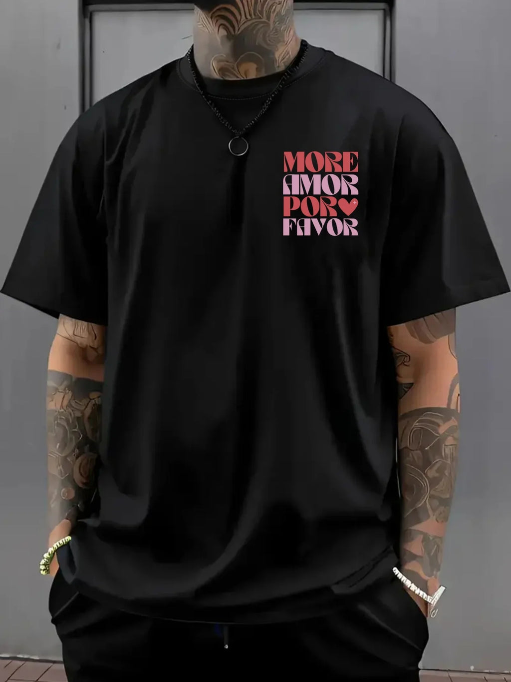 T-shirt "More Amor Por Favor" – Homme 100% Coton