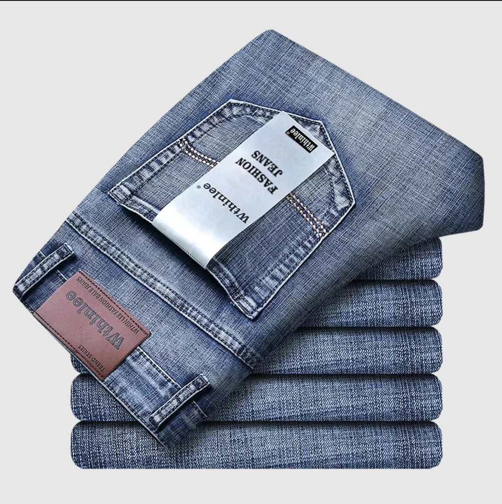 Jean Homme – Coupe Droite Décontractée, Denim Bleu