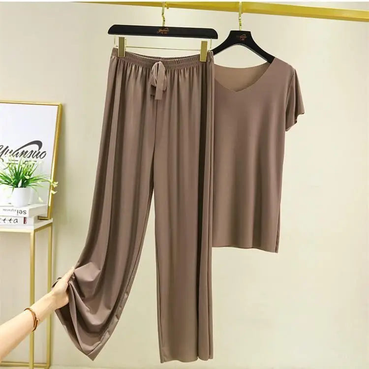 Costume de maison pour femmes, vêtements de salon d'été, automne, vêtements de maison amples, pantalon, ensemble deux pièces pour femmes, pyjama mignon