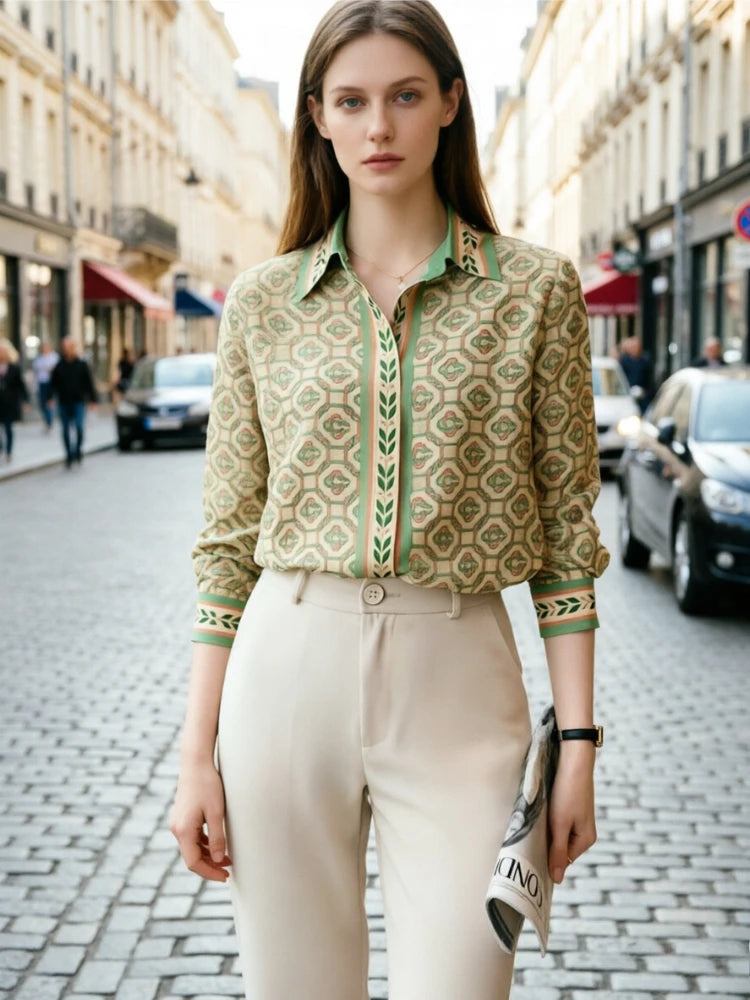 Nouvelles chemises élégantes pour femmes de bureau, chemisiers imprimés tendance pour femmes, hauts à manches longues, Blusas Mujer