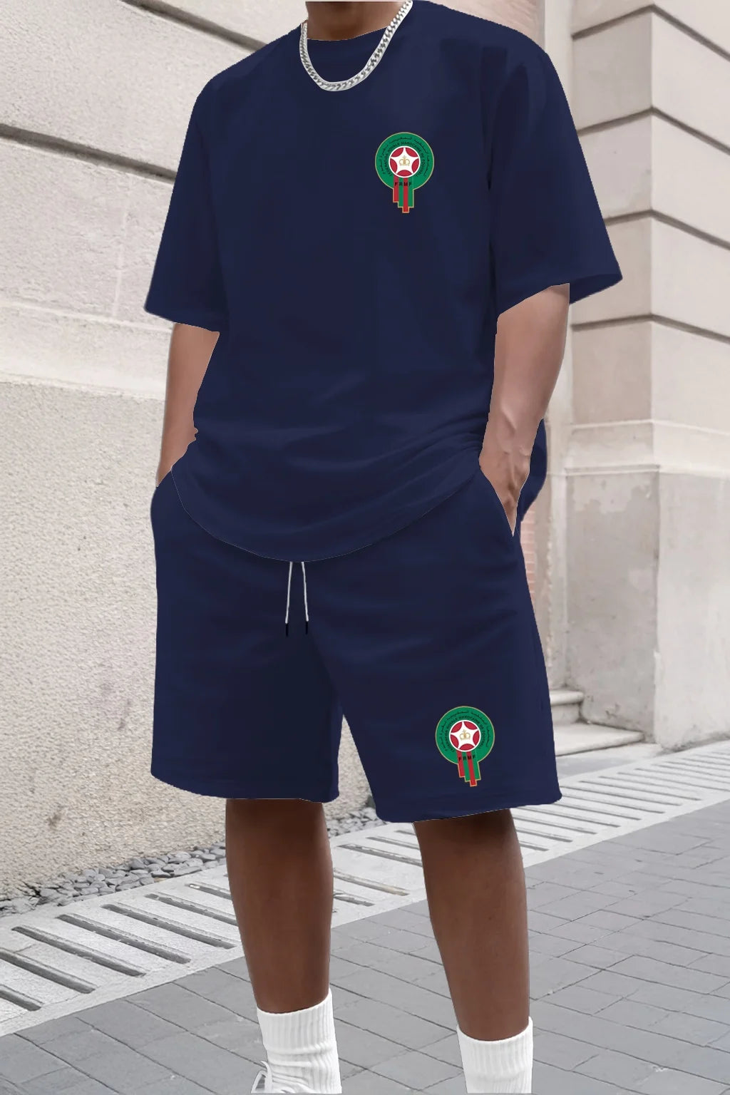 Ensemble deux pièces décontracté et tendance pour jeunes hommes, t-shirt à manches courtes et short imprimés pour l'été