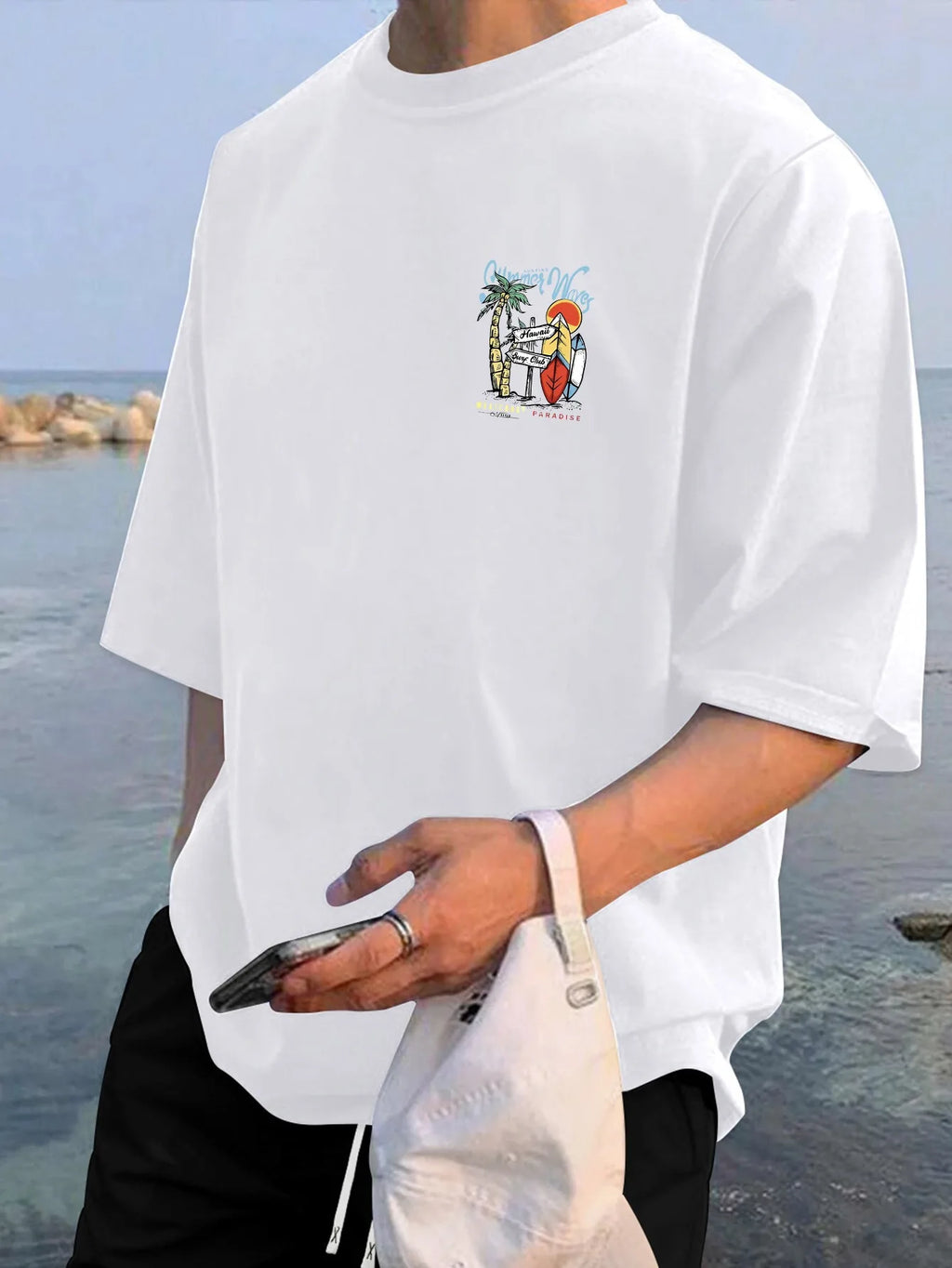 T-Shirt Hawaïen Homme – Coton 100% & Imprimé Vagues