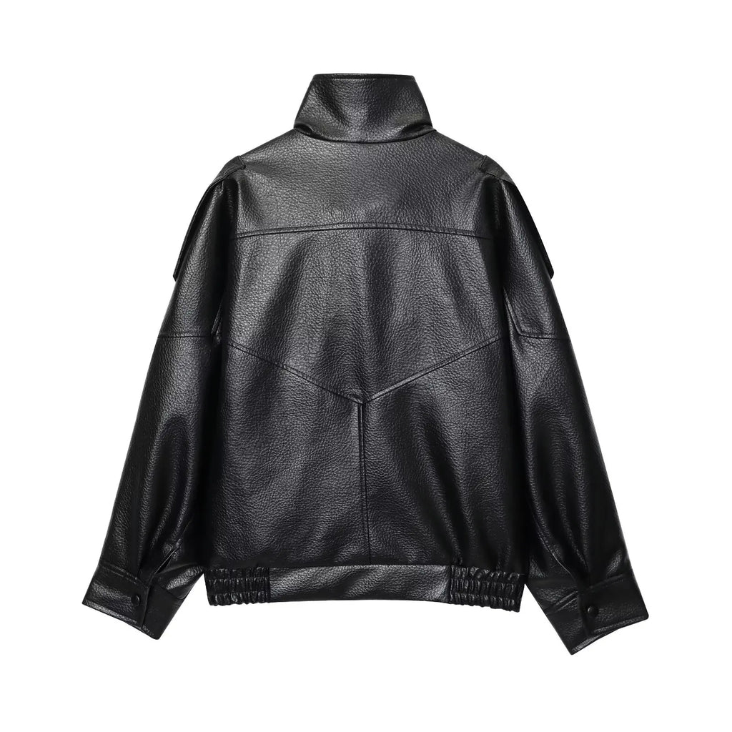 Veste Faux Cuir Femme – Oversize, Style Streetwear Automne-Hiver