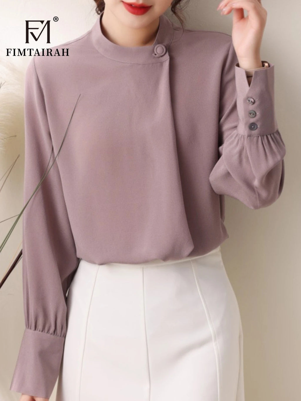 Fimtairah 6A 100% chemise en soie femmes printemps/été couleur unie col rond T-shirt haut automne couleur unie Blouse dames