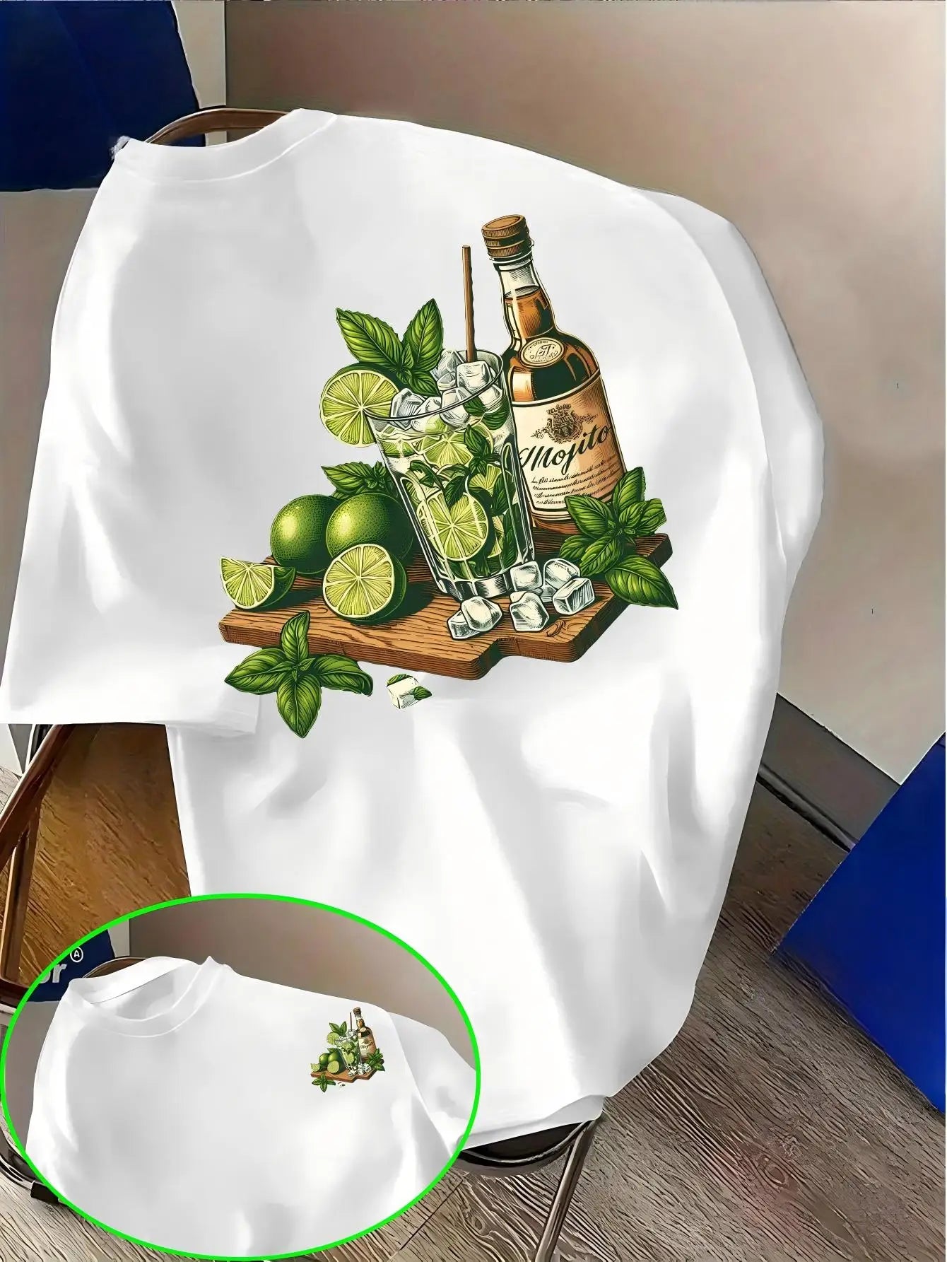 T-shirt graphique Mojito Cocktail pour femmes et hommes, manches courtes, imprimé menthe citron, coupe ample, décontracté, plage, fête, streetwear