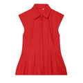 Chemisier plissé chic et élégant pour femme, sans manches, col rabattu, simple boutonnage, nouvelle collection été