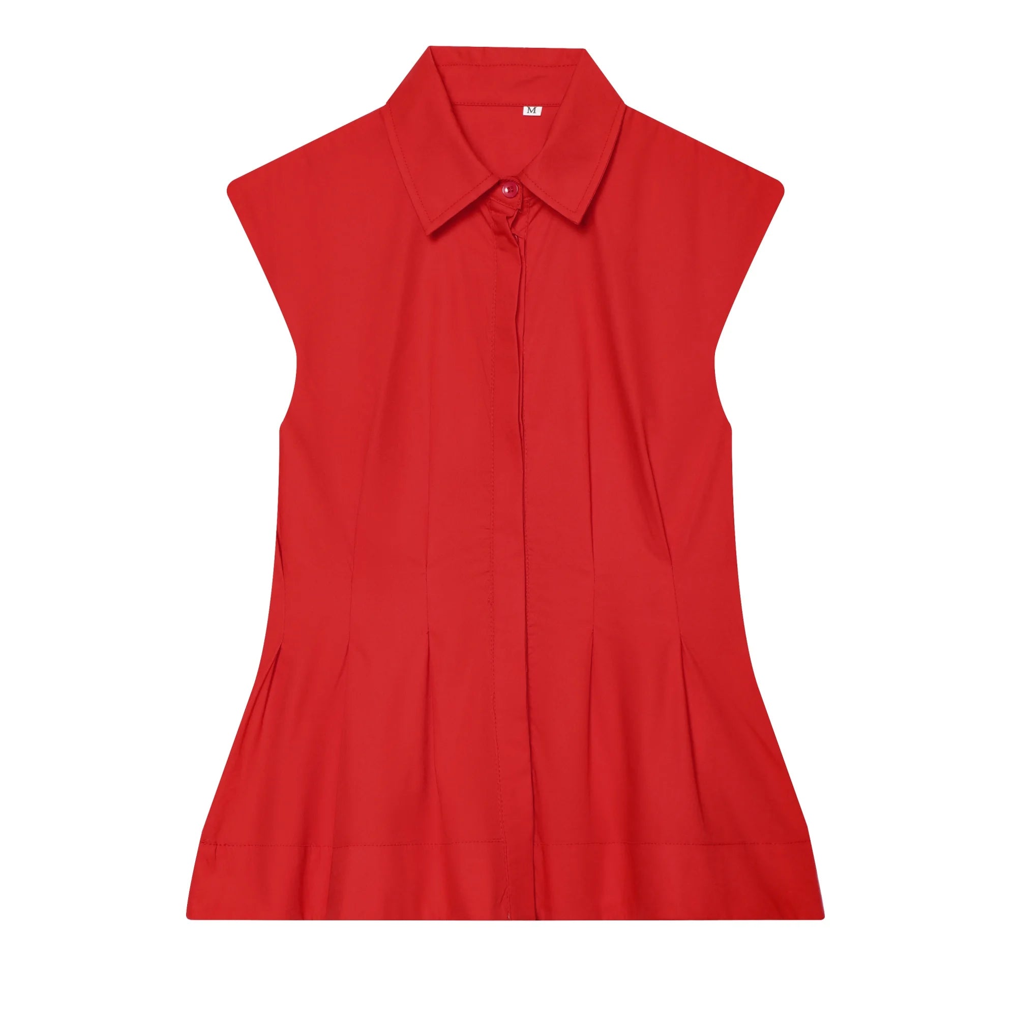 Chemisier plissé chic et élégant pour femme, sans manches, col rabattu, simple boutonnage, nouvelle collection été