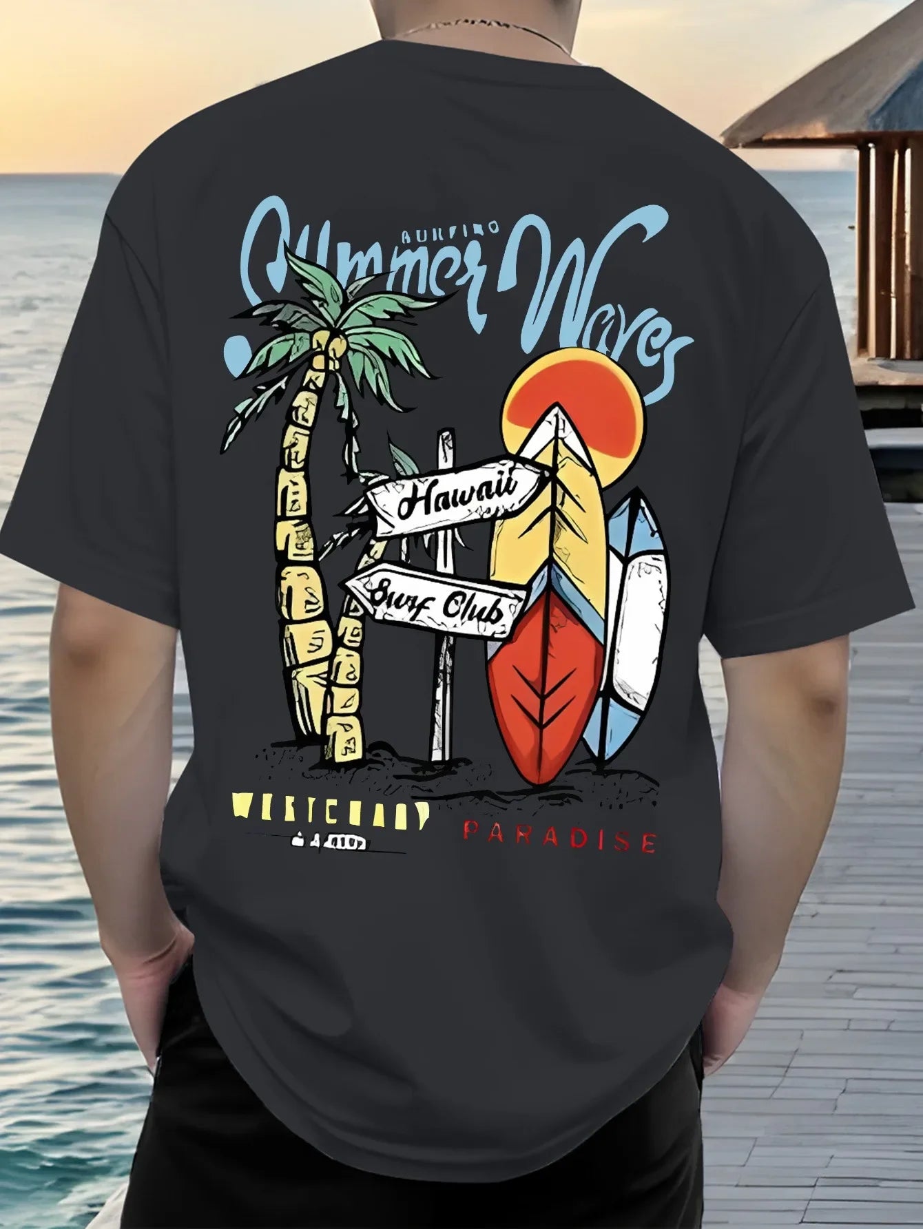 T-Shirt Hawaïen Homme – Coton 100% & Imprimé Vagues