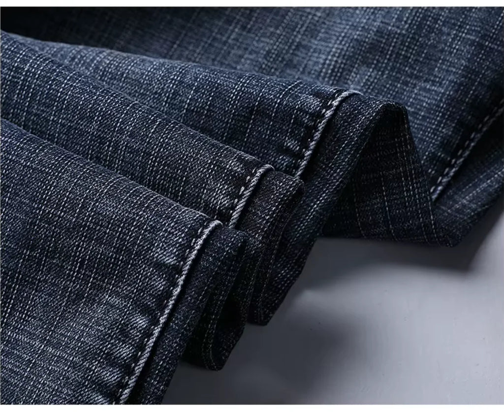 Jean Homme – Coupe Droite Décontractée, Denim Bleu