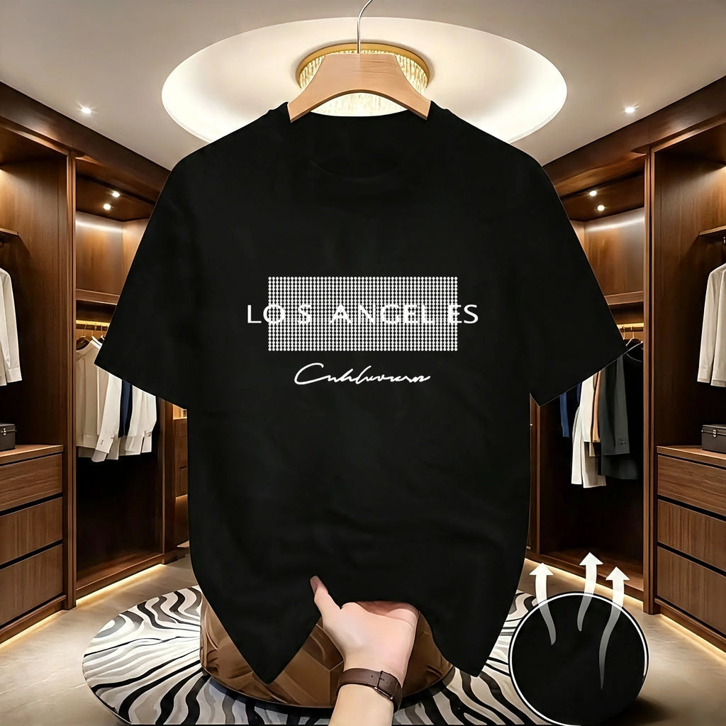 T-shirt Homme – Motif Cheval & Lettres, Style Tendance Été