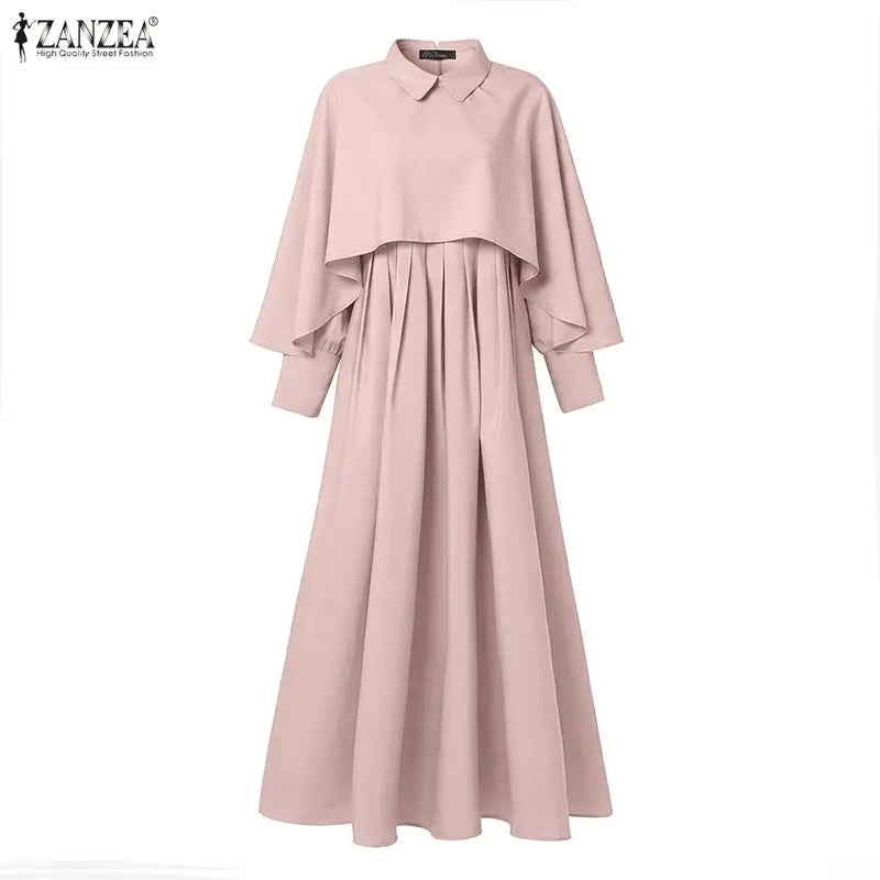 Ensembles modestes pour femmes musulmanes, 2 pièces, robe et chemisier poncho, tenues hijab ZANZEA pour le Ramadan, ensembles 2 pièces, hauts à manches longues