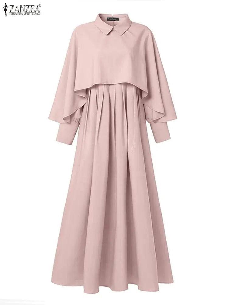 Ensembles modestes pour femmes musulmanes, 2 pièces, robe et chemisier poncho, tenues hijab ZANZEA pour le Ramadan, ensembles 2 pièces, hauts à manches longues