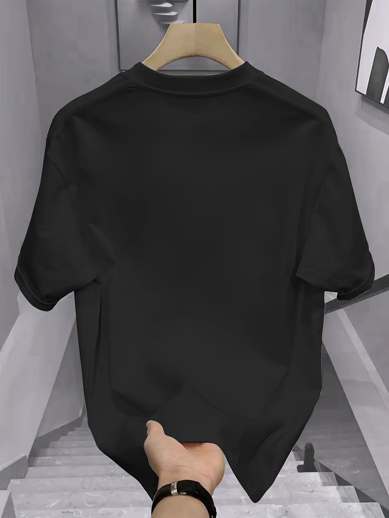 T-shirt pour homme en coton 100% à la mode estivale, coupe ample, col rond, manches courtes, avec motif imprimé