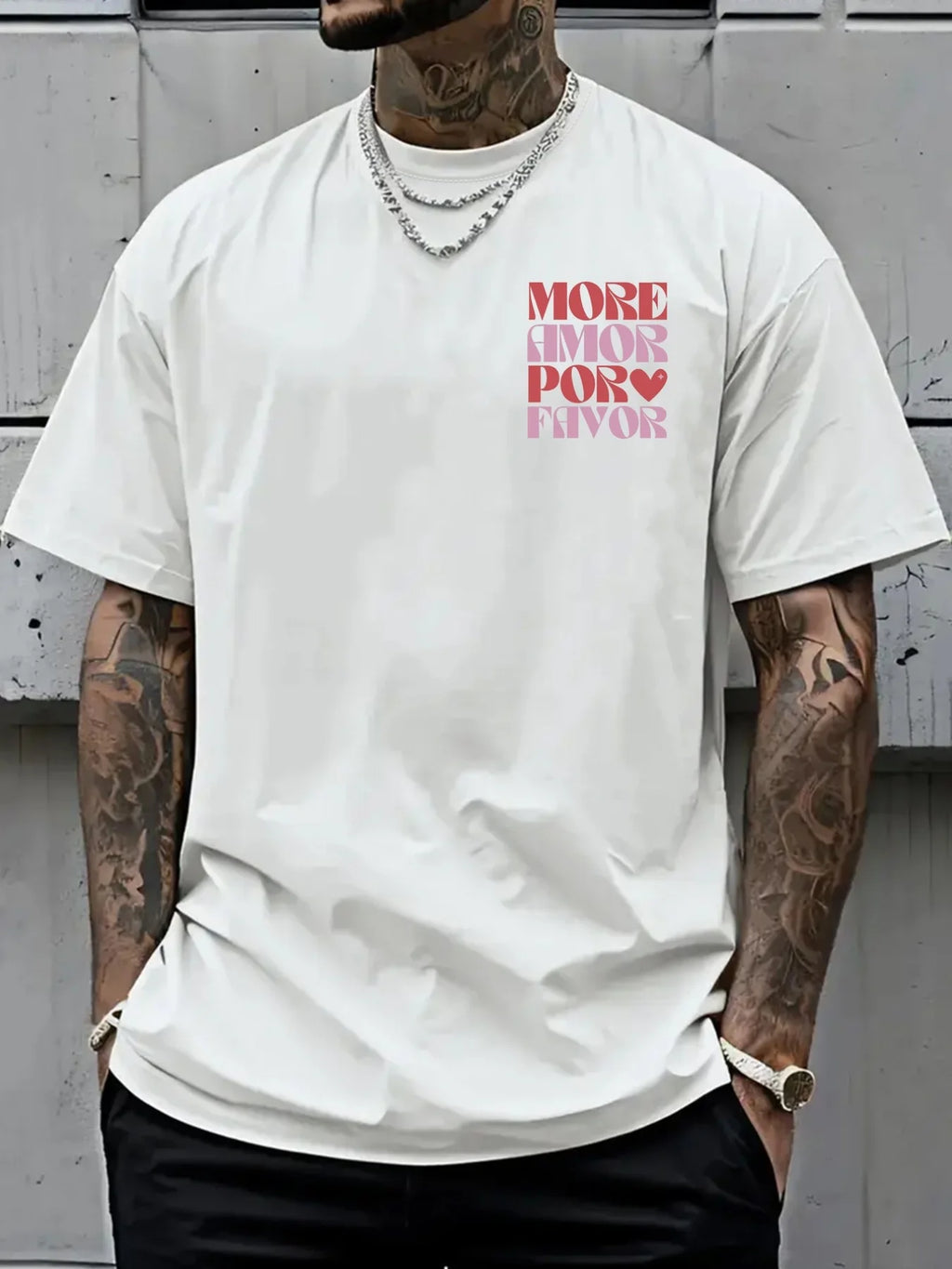 T-shirt "More Amor Por Favor" – Homme 100% Coton