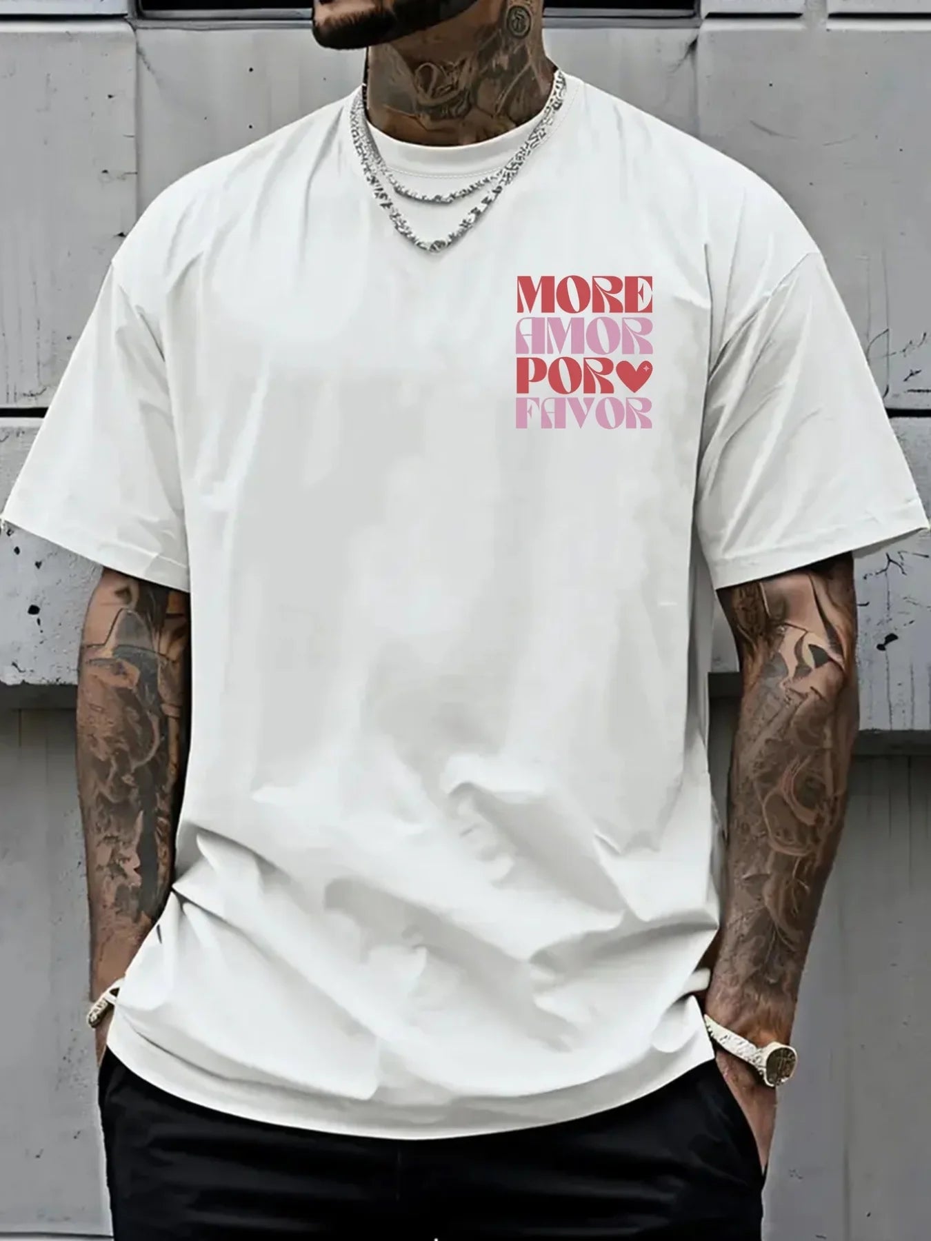 T-shirt "More Amor Por Favor" – Homme 100% Coton