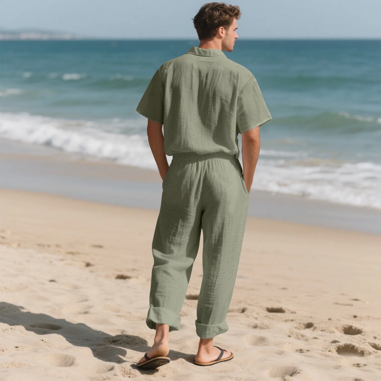 Ensemble Lin Homme – Chemise & Pantalon Summer Beach 2025