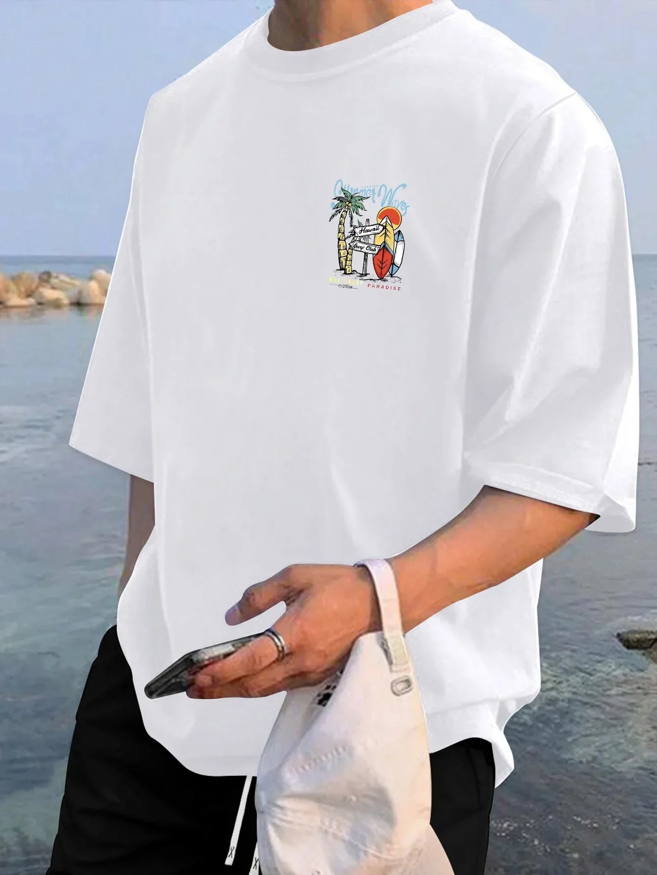 T-Shirt Hawaïen Homme – Coton 100% & Imprimé Vagues