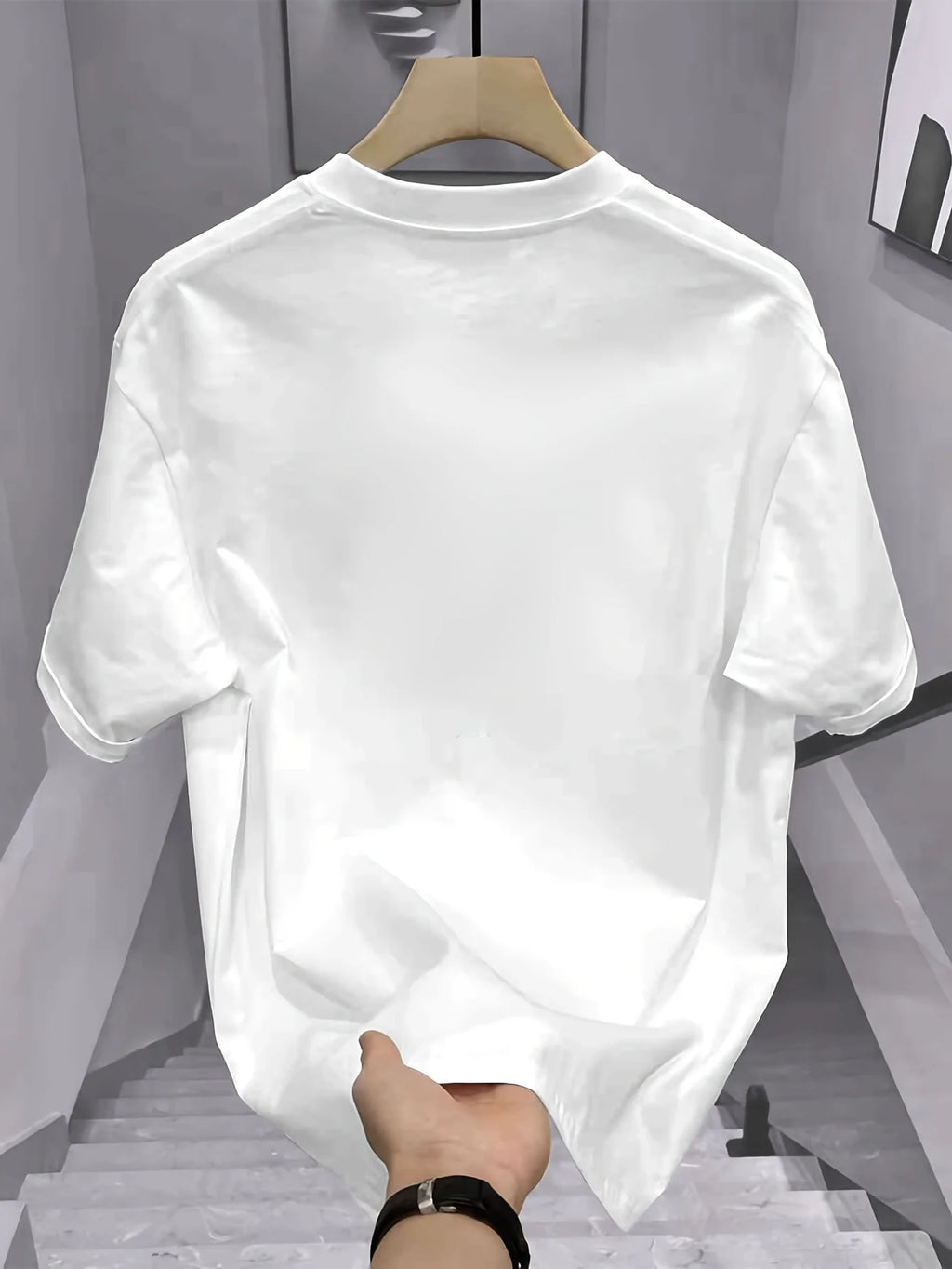 T-shirt pour homme en coton 100% à la mode estivale, coupe ample, col rond, manches courtes, avec motif imprimé