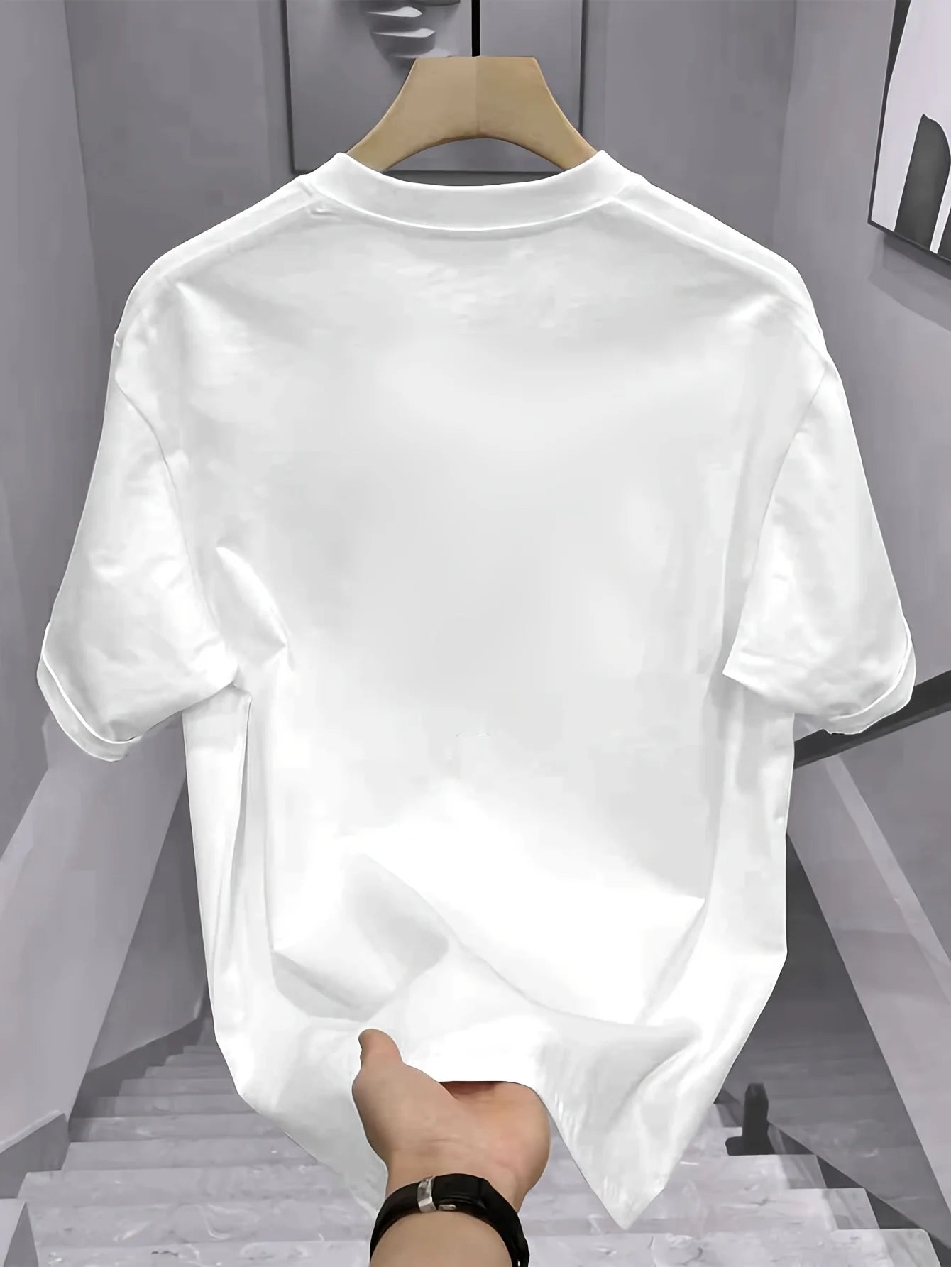 T-shirt pour homme en coton 100% à la mode estivale, coupe ample, col rond, manches courtes, avec motif imprimé