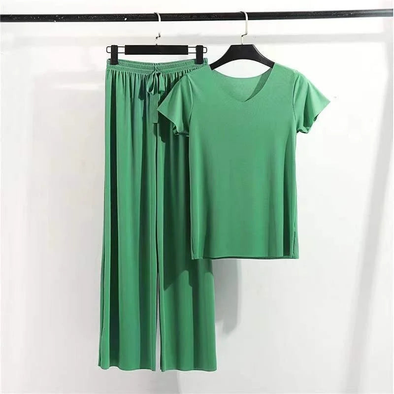 Costume de maison pour femmes, vêtements de salon d'été, automne, vêtements de maison amples, pantalon, ensemble deux pièces pour femmes, pyjama mignon