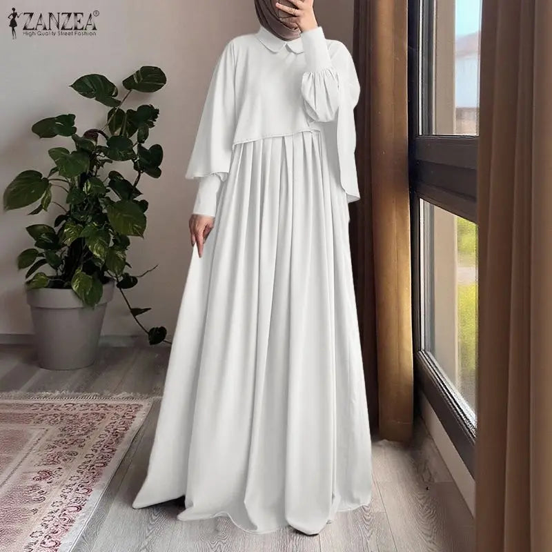 Ensembles modestes pour femmes musulmanes, 2 pièces, robe et chemisier poncho, tenues hijab ZANZEA pour le Ramadan, ensembles 2 pièces, hauts à manches longues